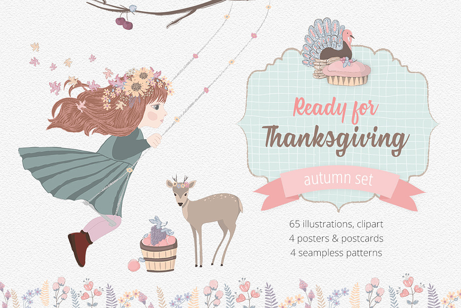 Thanksgiving Day Illustrations Set in Illustrations - product preview 8
