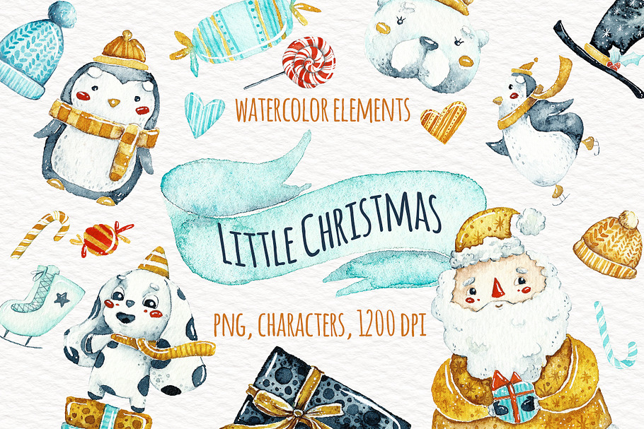 Watercolor little Christmas in Illustrations - product preview 8
