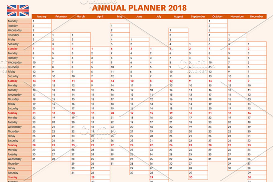 Calendar 2018 english UK