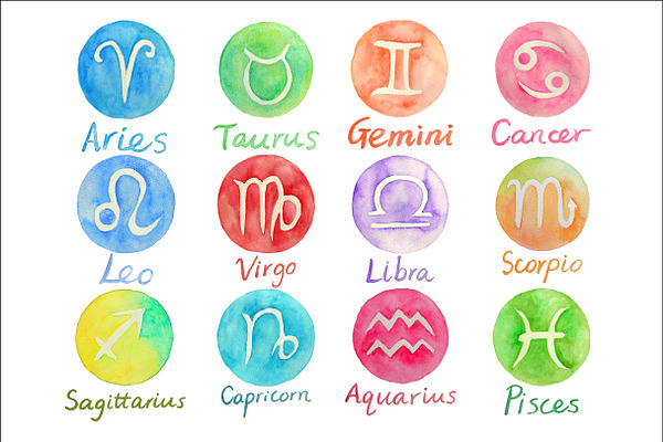Watercolor Zodiac Signs Clipart
