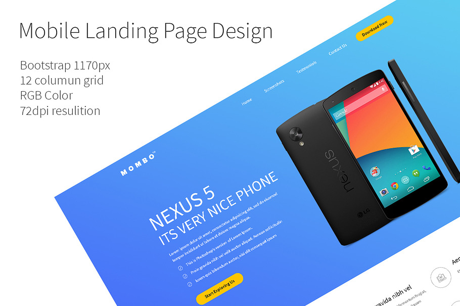 Mobile Landing Page Design PSD - $7