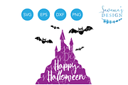 Happy Halloween SVG Castle and Bats