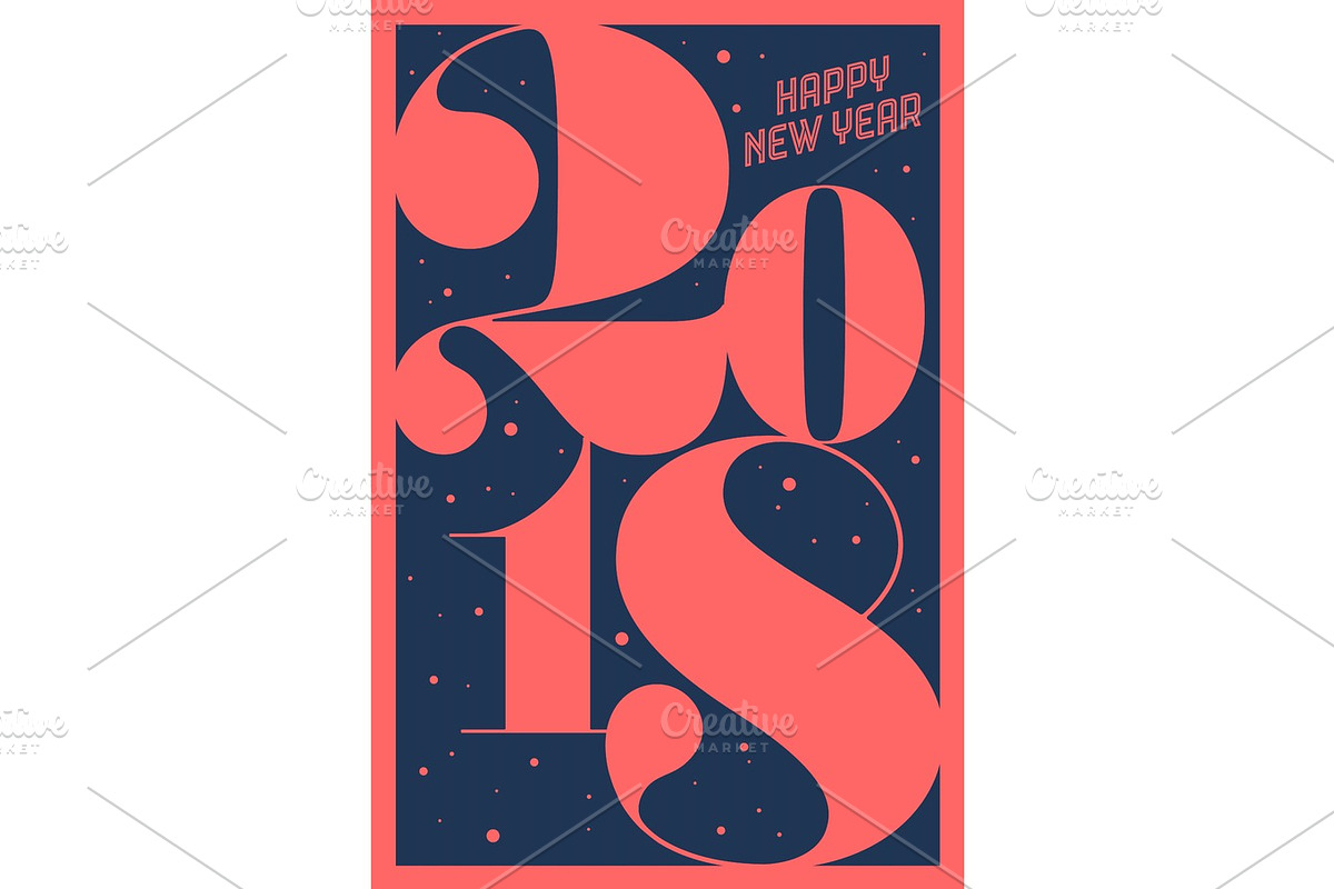 Greeting card Happy New Year 2018 in Illustrations - product preview 8