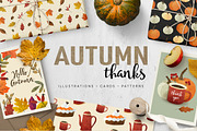 Autumn thanks illustrations, pattern