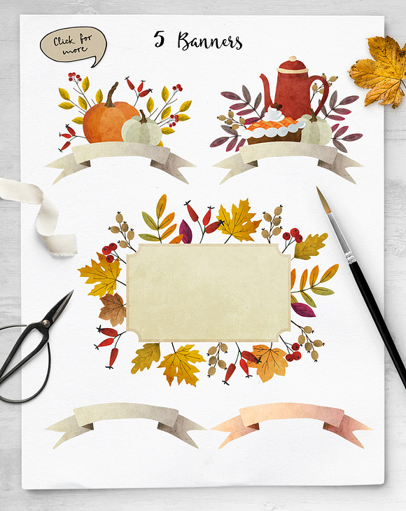 Autumn thanks illustrations, pattern in Illustrations - product preview 3