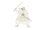 Samurai Warrior Katana Fight Stance 