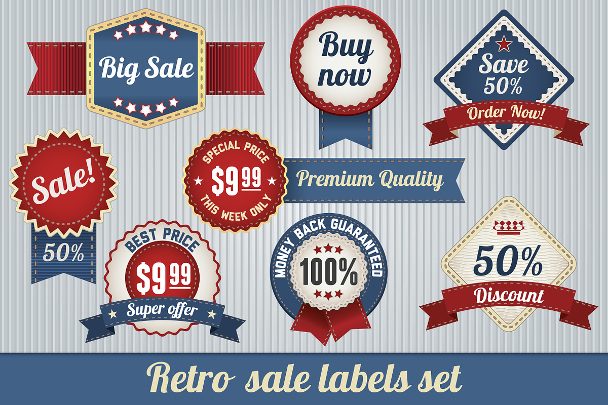 Retro Sale Labels Set in Objects - product preview 8
