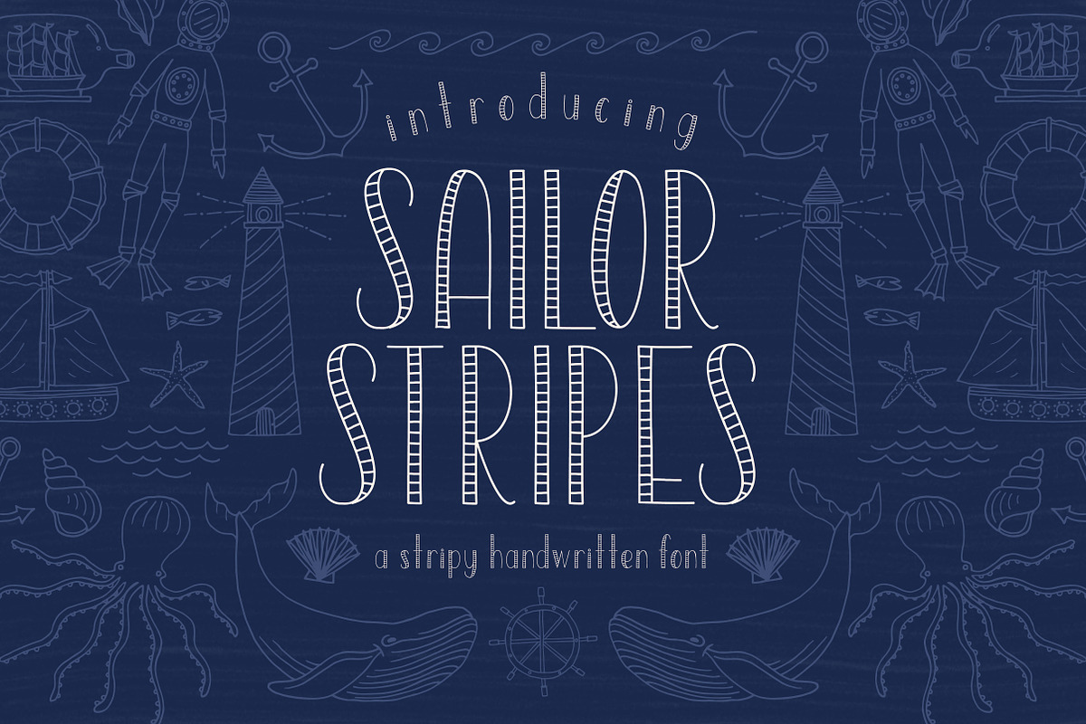 Sailor Stripes Font + Illustrations in Sans-Serif Fonts - product preview 8