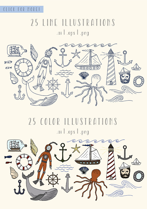 Sailor Stripes Font + Illustrations in Sans-Serif Fonts - product preview 2