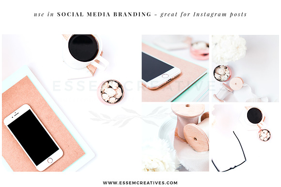 Mint Rose Gold Stock Photo Bundle in Social Media Templates - product preview 2