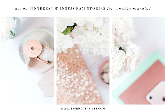 Mint Rose Gold Stock Photo Bundle in Social Media Templates - product preview 3