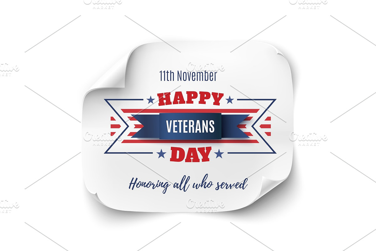 Veterans Day background on paper banner. in Objects - product preview 8