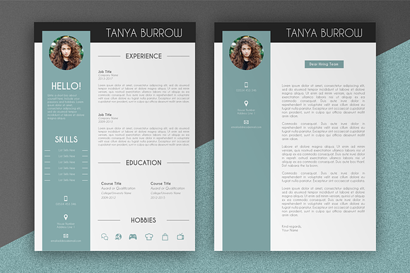 Teal Resume and Cover Letter in Letter Templates - product preview 1
