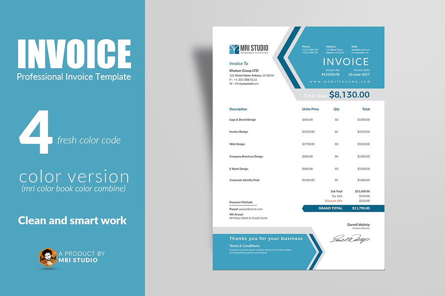 Creative Invoice Template in Stationery Templates - product preview 8