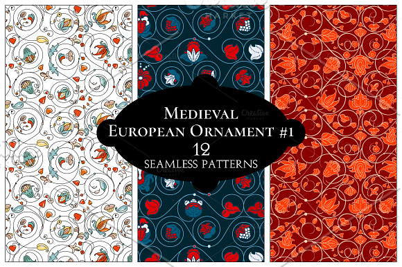12 European Floral Patterns #1 in Patterns - product preview 1
