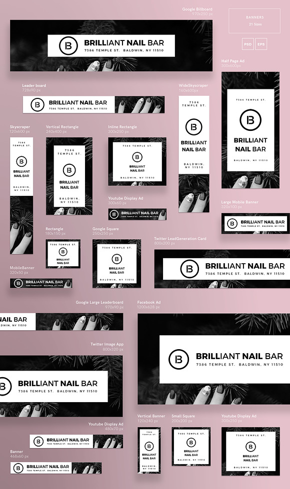 Banners Pack | Brilliant Nail Bar in Templates - product preview 1