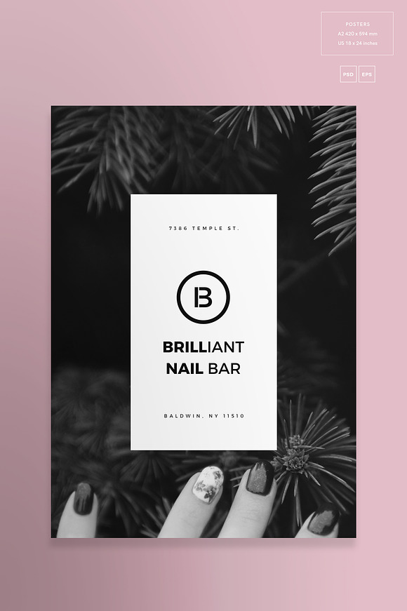 Posters | Brilliant Nail Bar in Flyer Templates - product preview 1