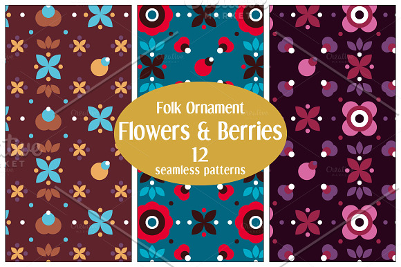 12 Floral Folk Patterns in Patterns - product preview 1