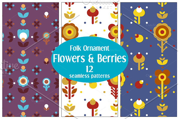 12 Floral Folk Patterns in Patterns - product preview 2