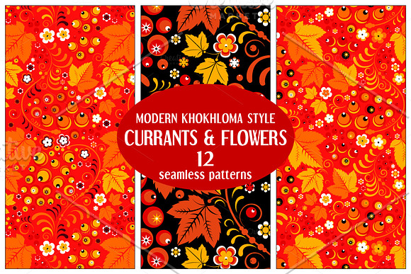 Khokhloma flowers and currants in Patterns - product preview 3