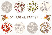 Set of 20 floral patterns
