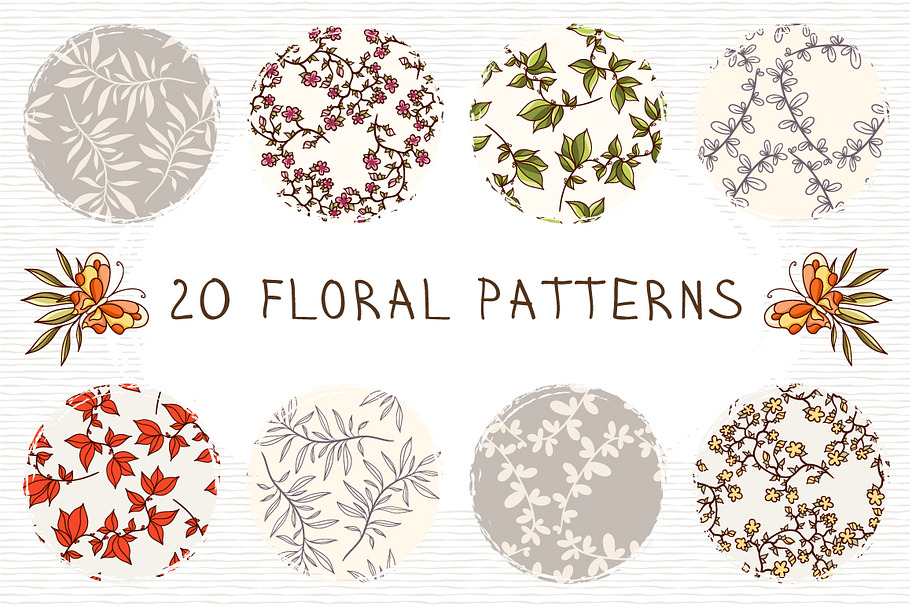 Set of 20 floral patterns in Patterns - product preview 8