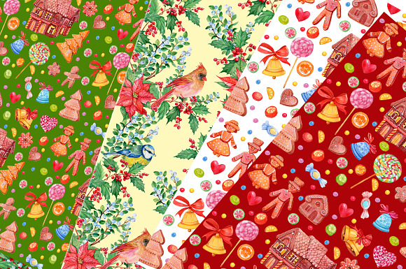 Christmas patterns watercolor in Patterns - product preview 2