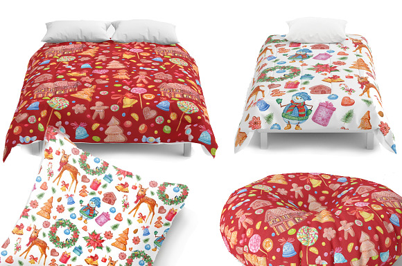 Christmas patterns watercolor in Patterns - product preview 3