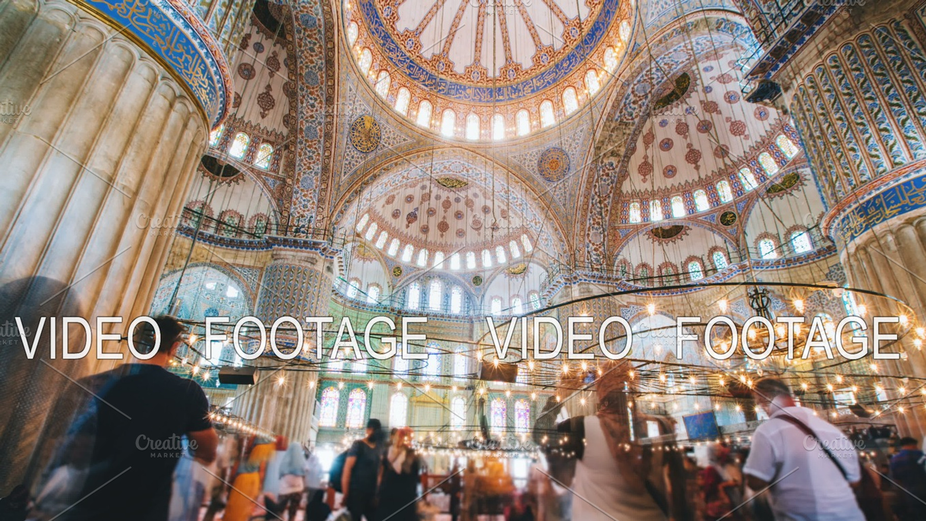 Timelapse Of The Blue Mosque Interior Or Sultanahmet Indoors In Istanbul City In Turkey