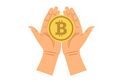 Hands holding bitcoin