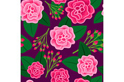 Floral pattern with big pink flower