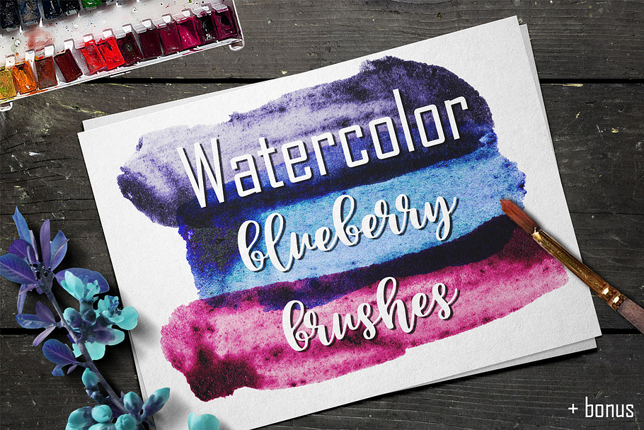 22 Watercolor blueberry brushes. in Photoshop Brushes - product preview 8