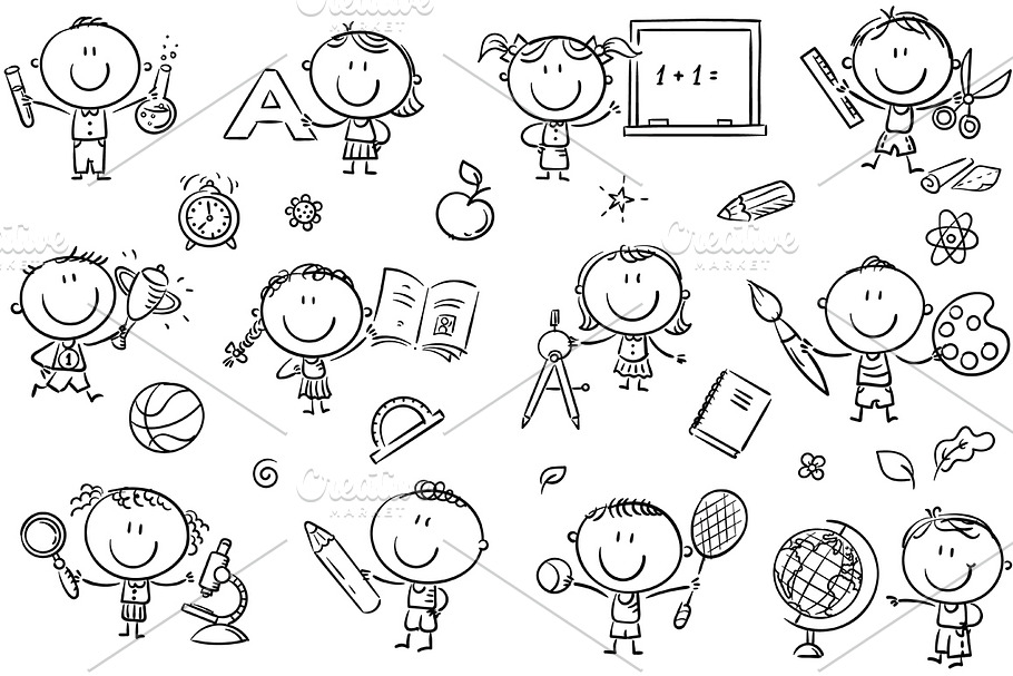 Kids with School Things in Illustrations - product preview 8