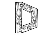 Wooden letter D engraving vector illustration