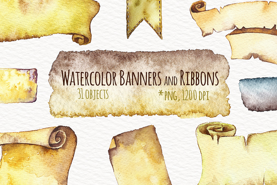 Watercolor Ribbon Banner in Illustrations - product preview 8