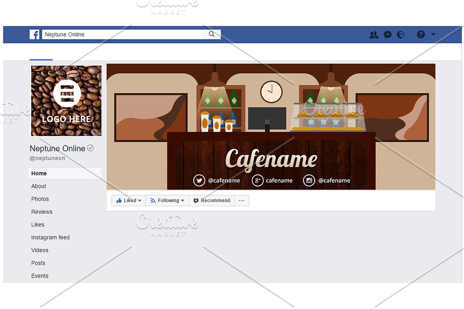 cafe facebook cover page template in Facebook Templates - product preview 8