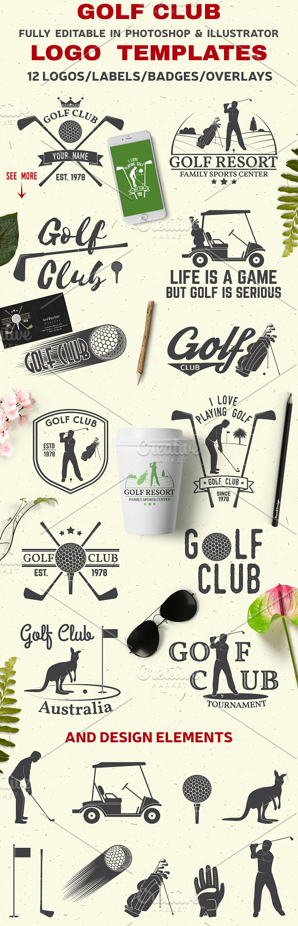 Set of Vintage Golf Club Emblems in Logo Templates - product preview 3