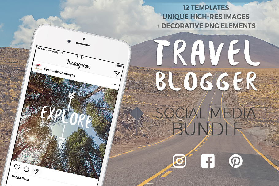 Travel Blogger Bundle in Social Media Templates - product preview 8