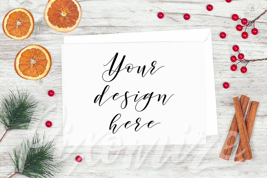 Rustic Christmas Card Mockup in Print Mockups - product preview 8