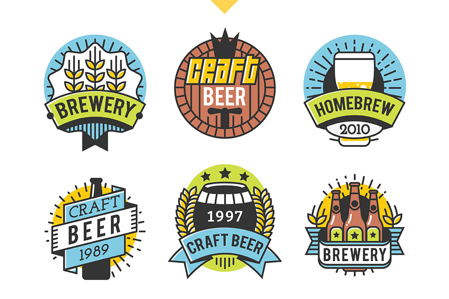 9 Line art craft beer logotypes