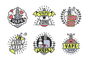 7 Line art vape logotypes