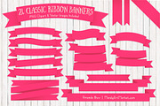 Hot Pink Ribbon Banner Clipart