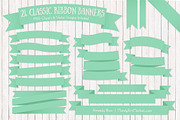 Mint Ribbon Banner Clipart