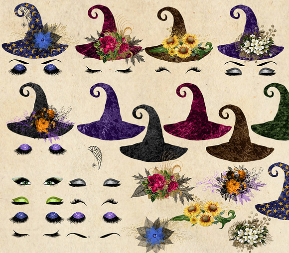 Witchy Faces Clipart in Illustrations - product preview 1