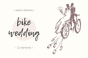 Bicycle themed wedding illustrations