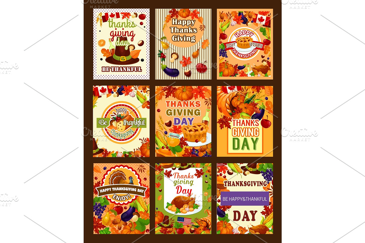 Thanksgiving greeting vector poters or cards in Illustrations - product preview 8