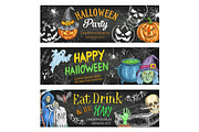 Halloween vector sketch banners for holiday party