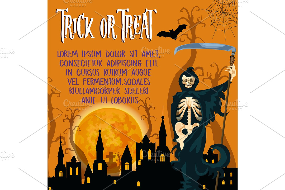 Halloween holiday trick or treat vector poster in Illustrations - product preview 8