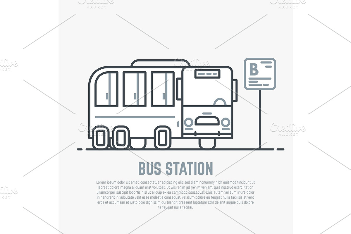 Bus station line illustration in Illustrations - product preview 8
