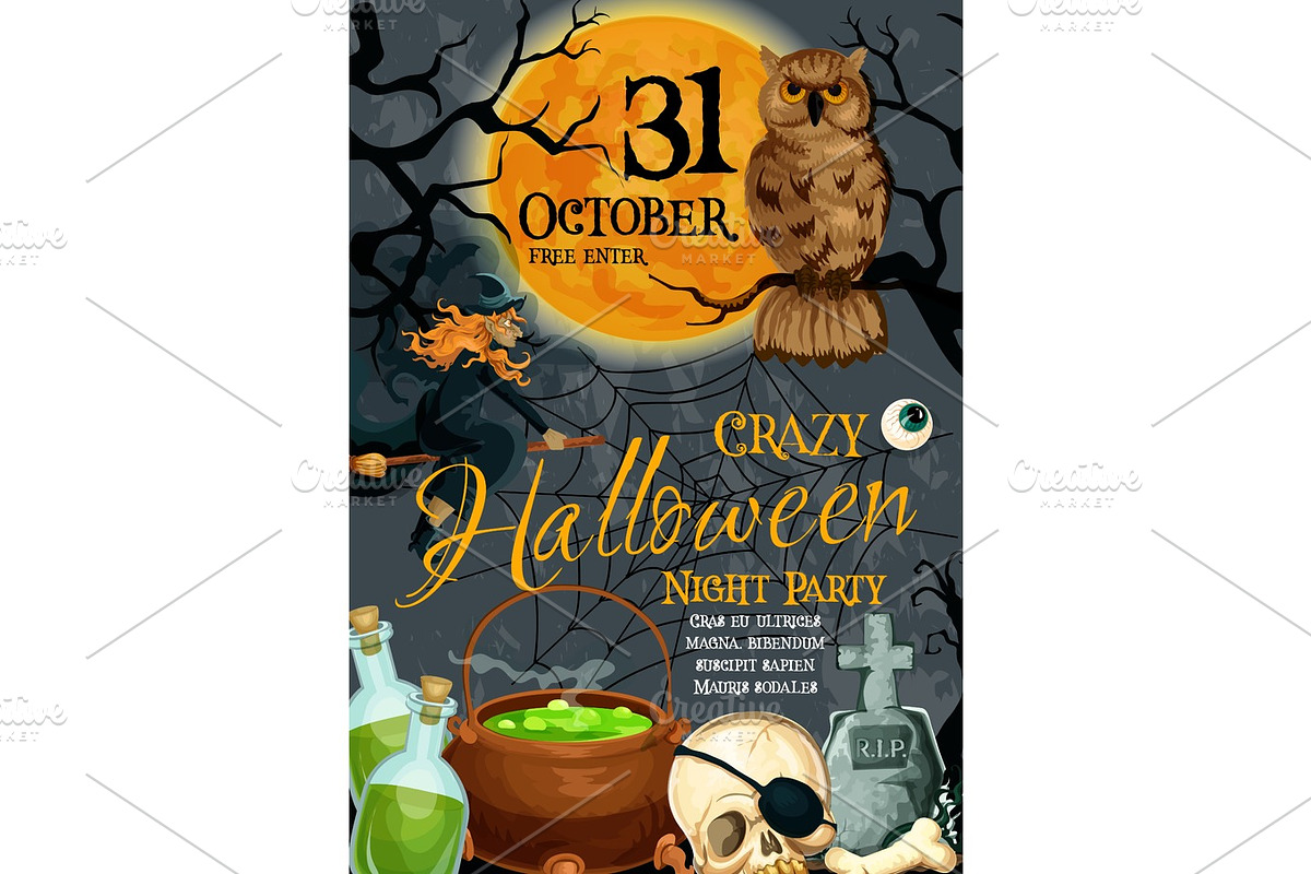 Halloween vector poster for October holiday party in Illustrations - product preview 8